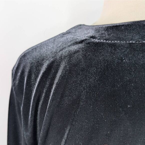 Rabbit Designs 4P Black Velvet Cardigan Top V-Neck Vintage Y2K Goth Evening - Picture 4 of 5